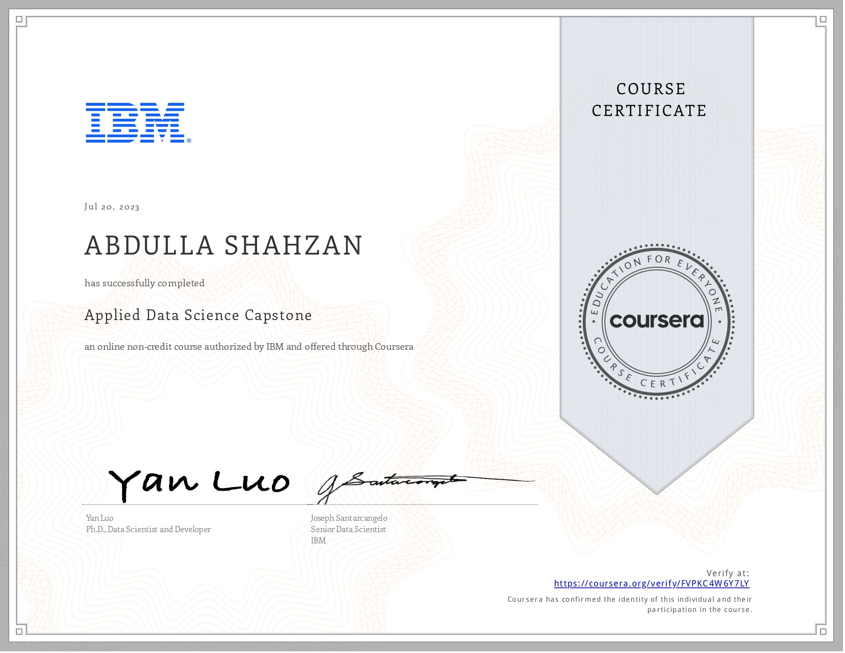 certificate